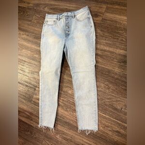 We The Free Free People Womens High Rise Button Fly Jeans Sz 31 Skinny Curvy